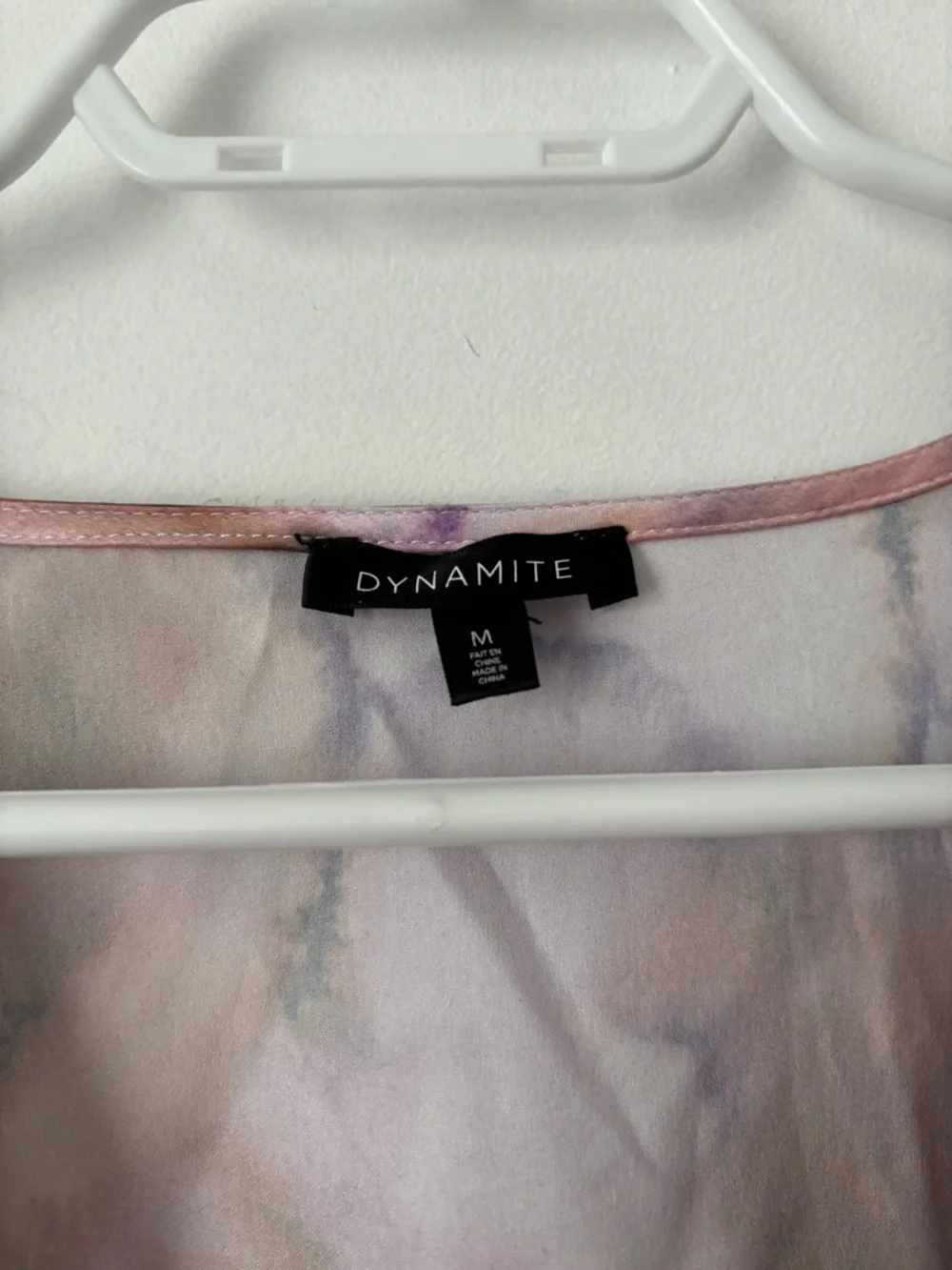 Dynamite Watercolor Satin Knot Front Crop Top Balloon Sleeve Boho tie dye - M - Picture 2 of 5